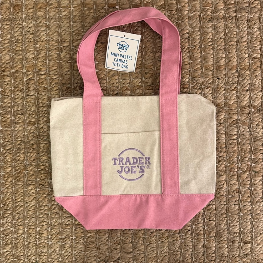 NWT Trader Joe’s Mini Tote Bag Pink and Purple